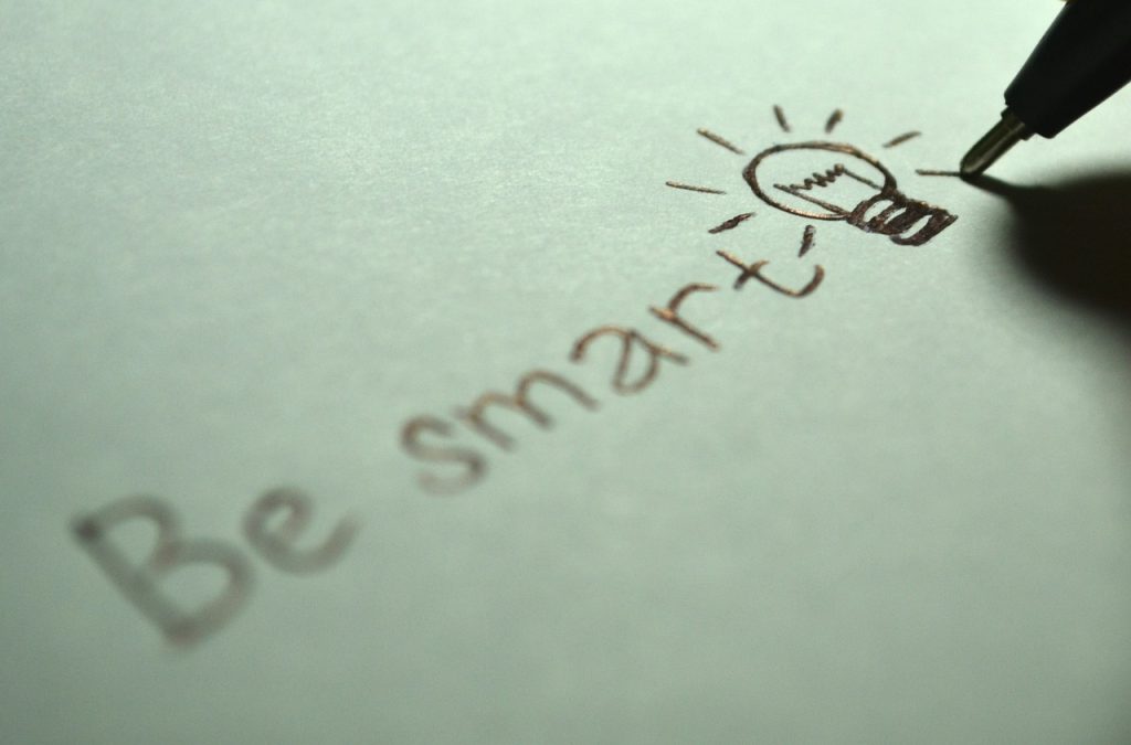 Diagram of lightbulb with wording saying "Be Smart"
